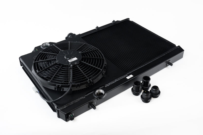 CSF 01-07 Mitsubishi Evo 7/8/9 Full-Slim Radiator w/12in Fan & Shroud/-16AN - Black