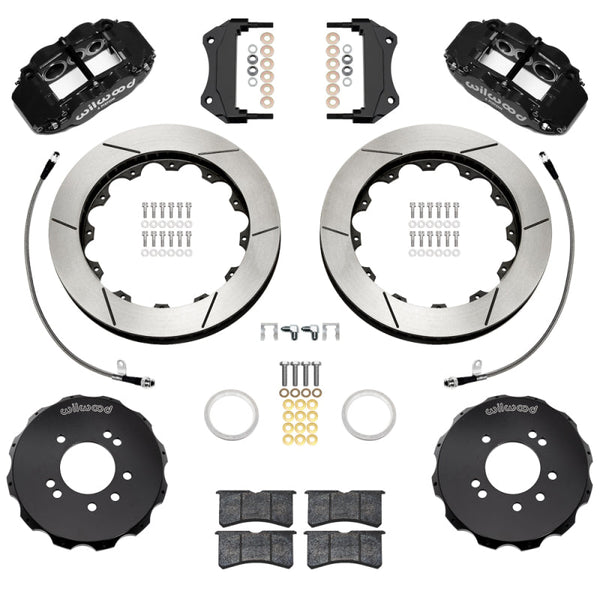 Wilwood 95-98 Nissan Skyline Superlite 6R Front BBK w/ 12.88in Slotted Rotors & Flexlines - Black