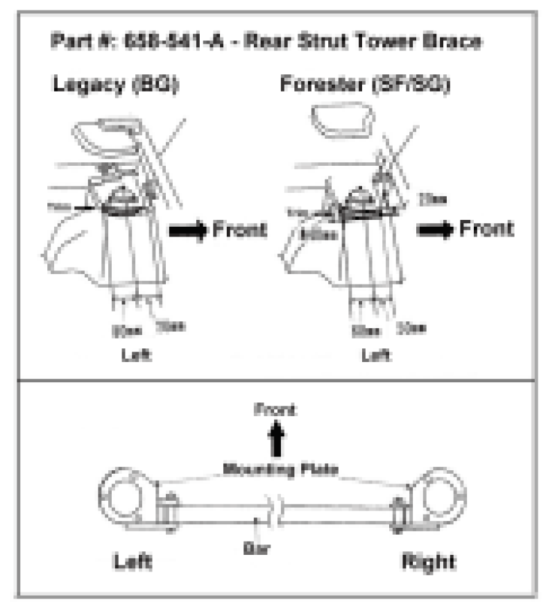 Cusco Strut Bar Type-AS Rear 20mm Round Subaru Forester SF/SG (Rear Panel Trimming Required)