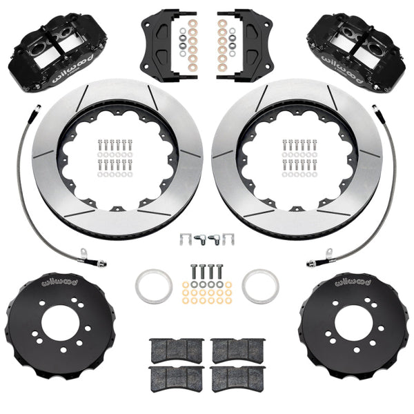 Wilwood 99-02 Nissan Skyline Superlite 6R Front BBK w/ 14in Slotted Rotors & Flexlines - Black