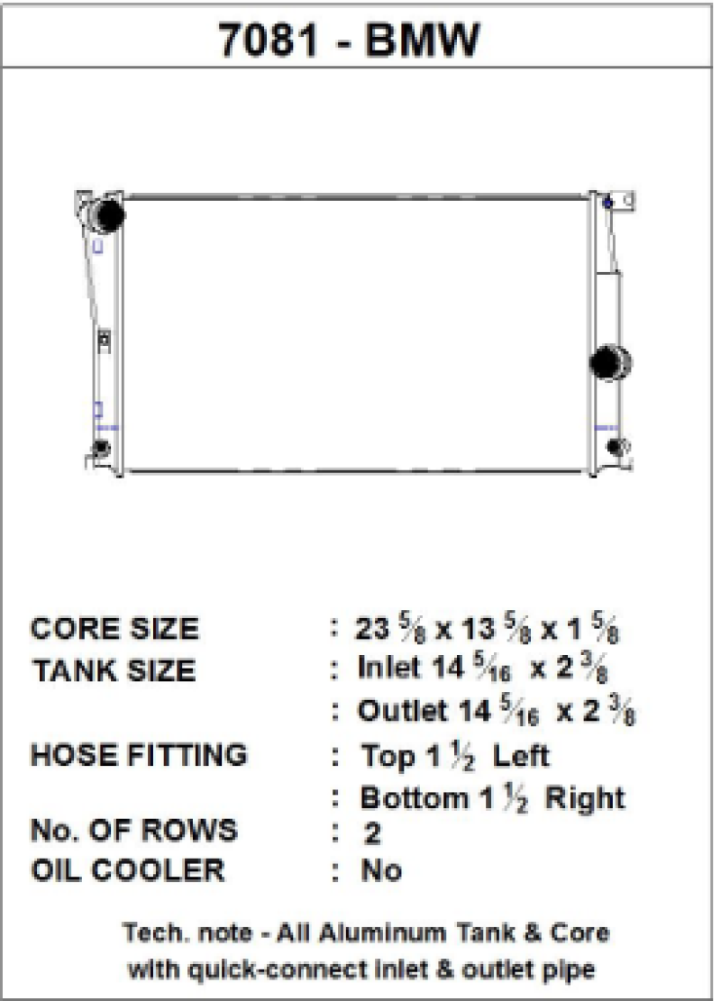 CSF BMW 2 Series (F22/F23) / BMW 3 Series (F30/F31/F34) / BMW 4 Series (F32/F33/F36) A/T Radiator