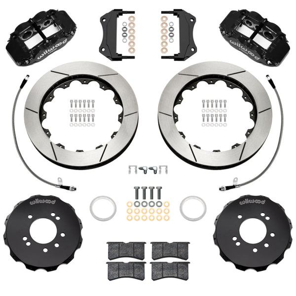 Wilwood 99-02 Nissan Skyline Superlite 6R Front BBK w/ 12.88in Slotted Rotors & Flexlines - Black