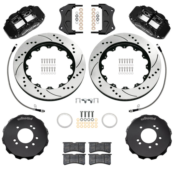 Wilwood 99-02 Nissan Skyline Superlite 6R Front BBK w/ 14.00in D/S Rotors & Flexlines - Black