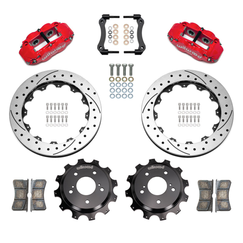 Wilwood 89-02 Nissan Skyline Superlite 4R Rear BBK w/ 13.50in Diameter D/S Rotor - Red
