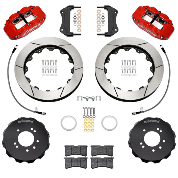 Wilwood 95-98 Nissan Skyline Superlite 6R Front BBK w/ 12.88in Slotted Rotors & Flexlines - Red