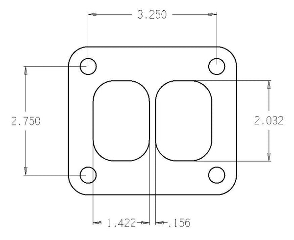 Garrett T4 Divided .010in Rubber Coated Stainless Turbo Inlet Flange Gasket