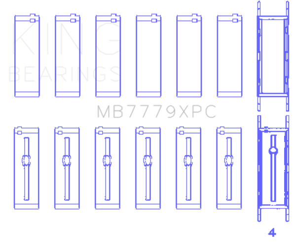 King Engine Bearings BMW B58B30A (Size 0.26) Coated Performance Main Bearing Set