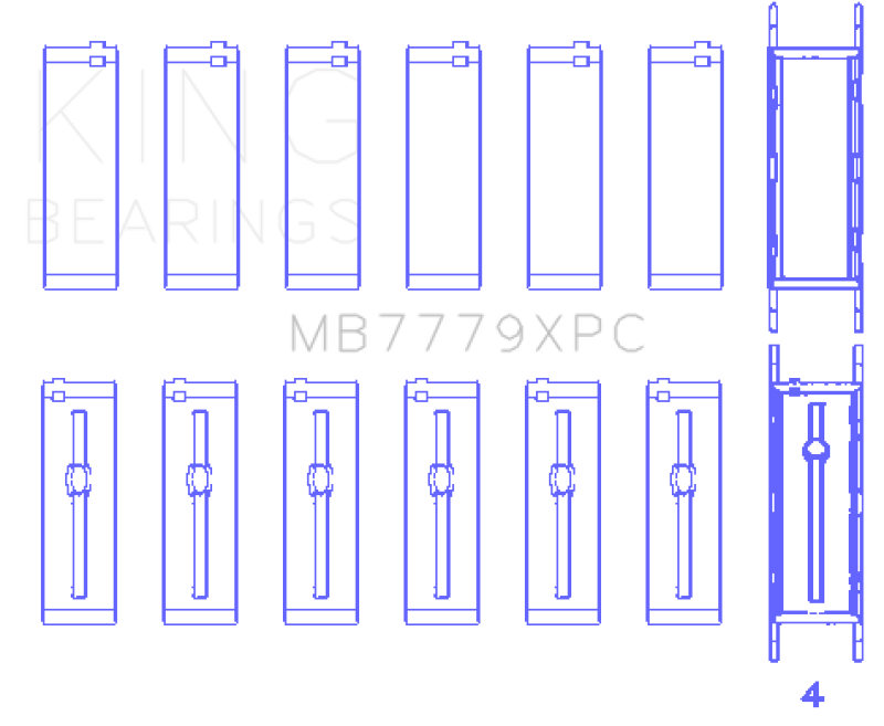 King Engine Bearings BMW B58B30A (Size 0.26) Coated Performance Main Bearing Set