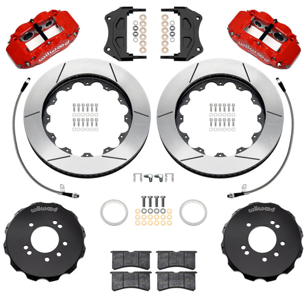 Wilwood 99-02 Nissan Skyline Superlite 6R Front BBK w/ 14in Slotted Rotors & Flexlines - Red